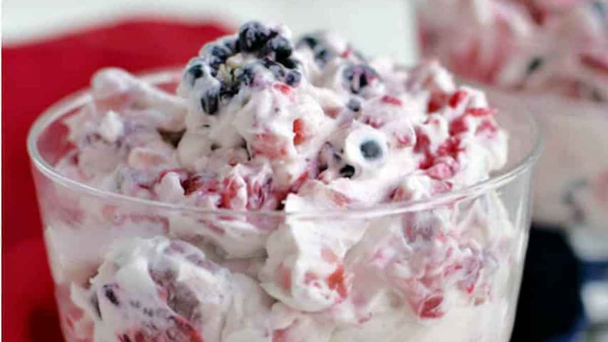 Berry Fruit Cheesecake Salad.