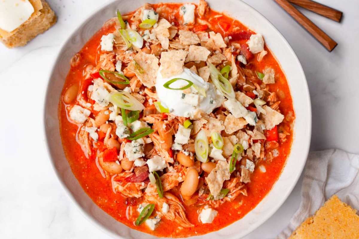 Buffalo Chicken Chili (Instant Pot, Slow Cooker, Stovetop). 