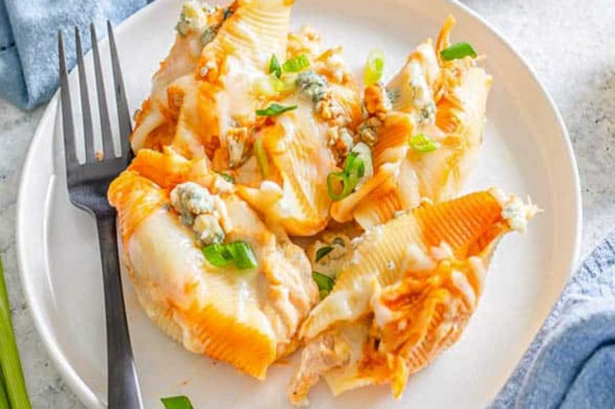 Buffalo Chicken Stuffed Shells. 