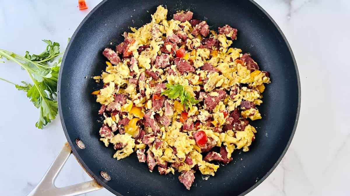 Corned Beef & Egg Scramble.