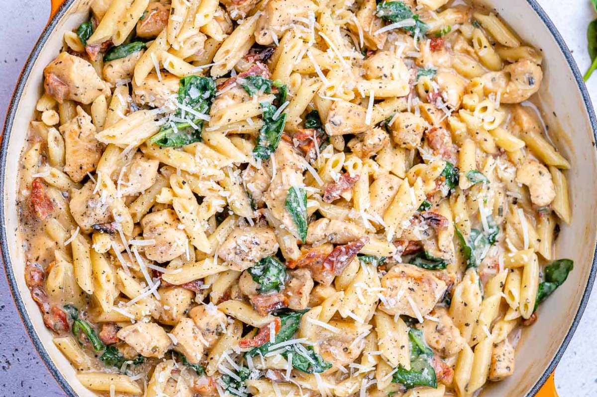 Creamy Tuscan Chicken Pasta. 