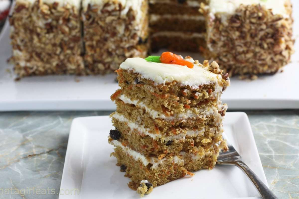 Carrot Cake With Cream Cheese Frosting. 