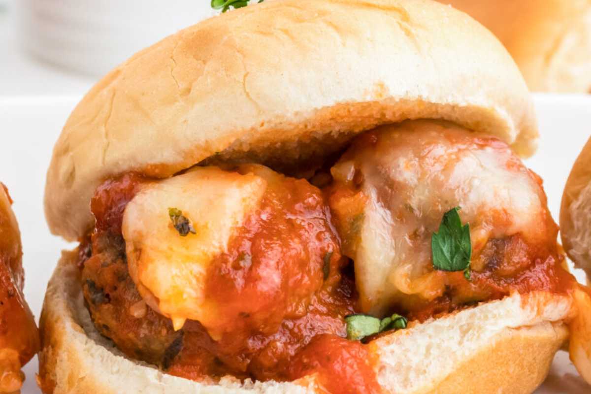 Cheesy Italian Meatball Sliders With Garlic Butter.