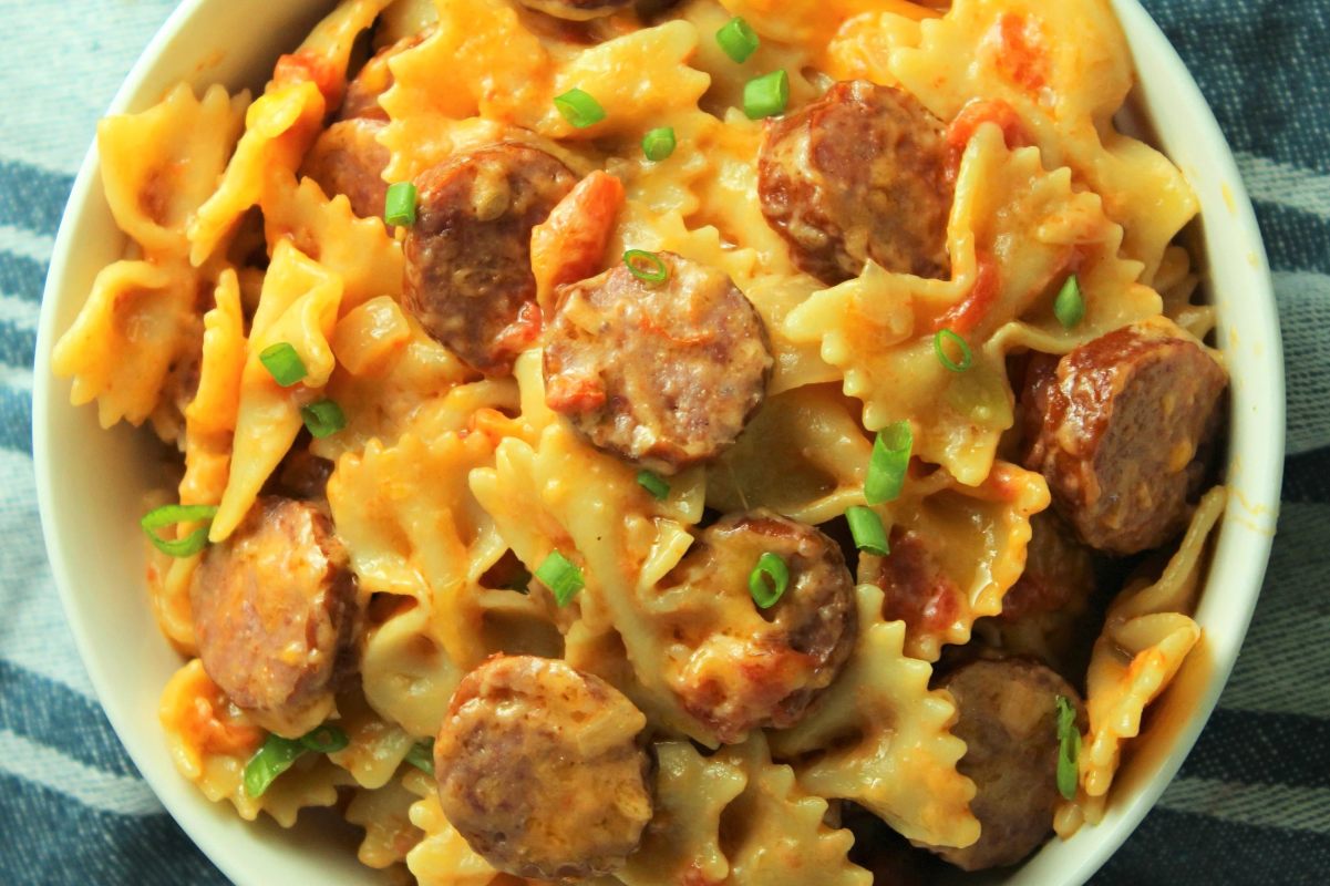Cheesy Kielbasa Pasta One Pot Meal