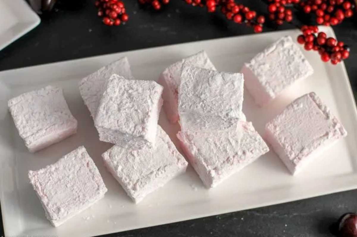 Cherry Amaretto Boozy Homemade Marshmallows. 