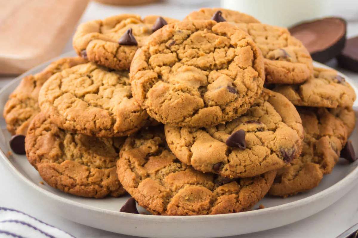 Chewy Peanut Butter Chocolate Chip Cookies. 