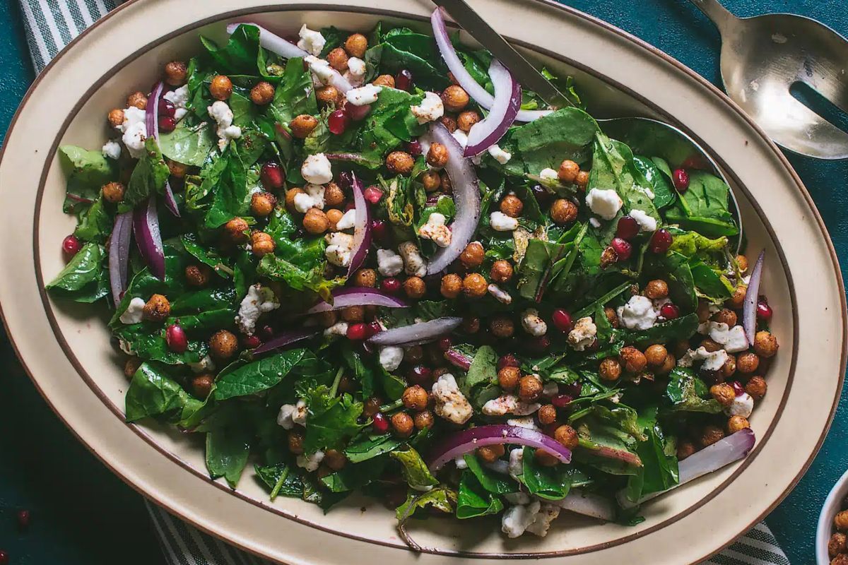 Chickpea Pomegranate Goat Cheese Salad W Pomegranate Vinaigrette 1