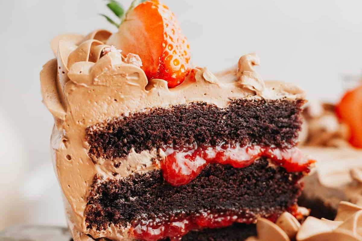 Chocolate Cake With Strawberry Filling. 