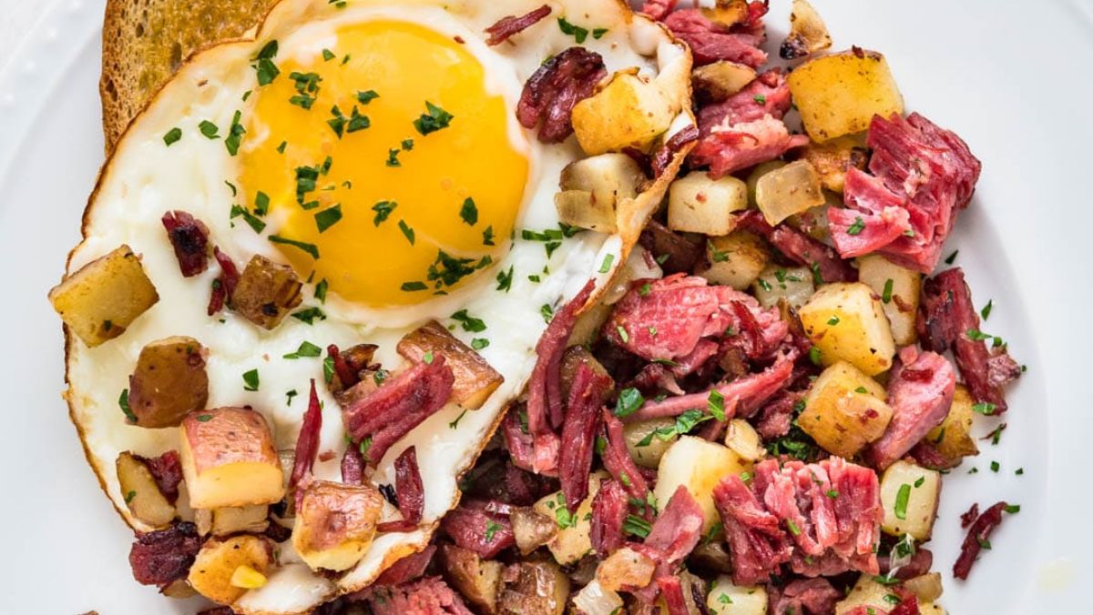 Corned Beef Hash And Eggs.