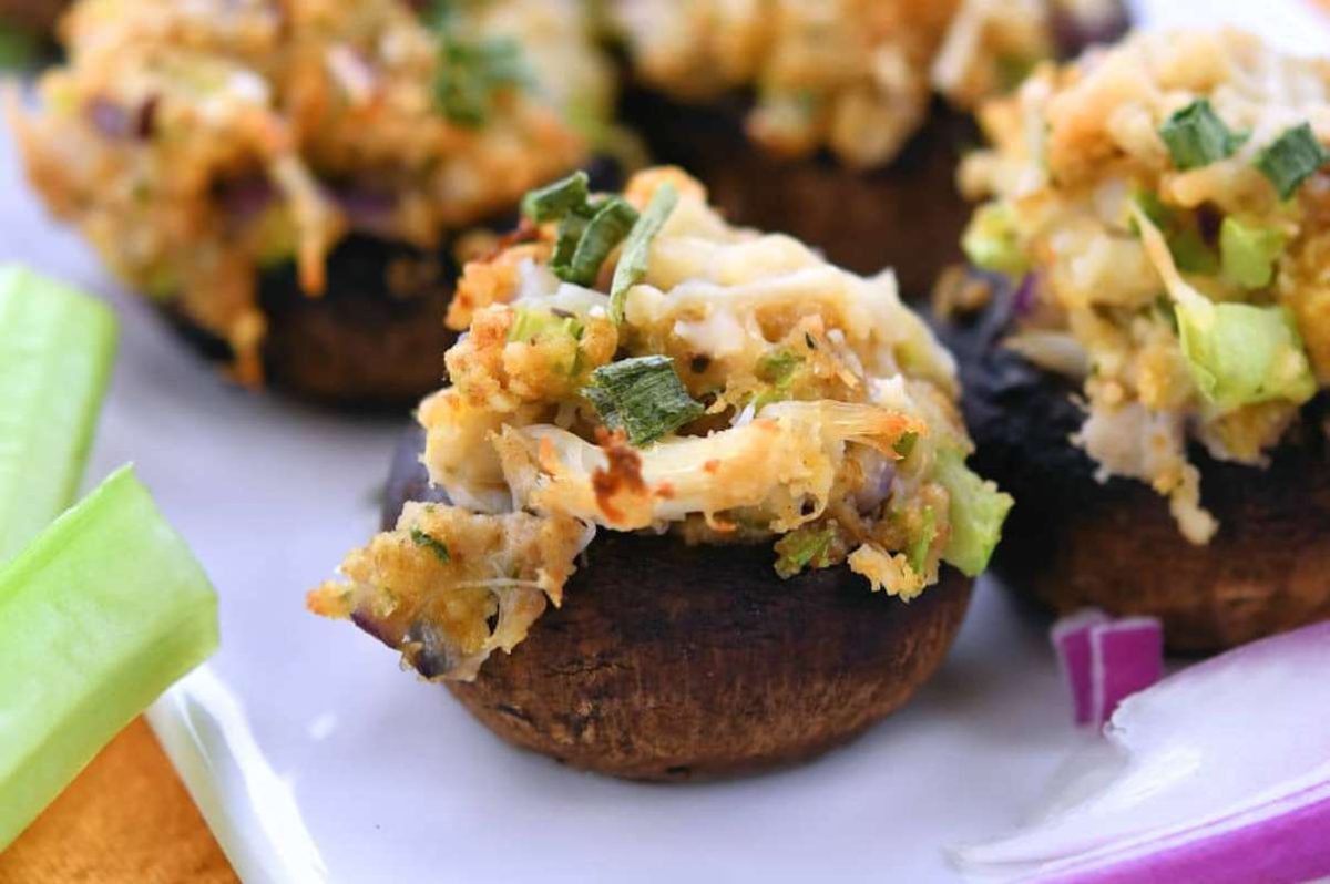 Crab Stuffed Mushrooms Air Fryer or Oven.