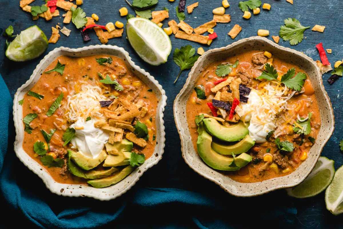Creamy Beef Enchilada Soup.