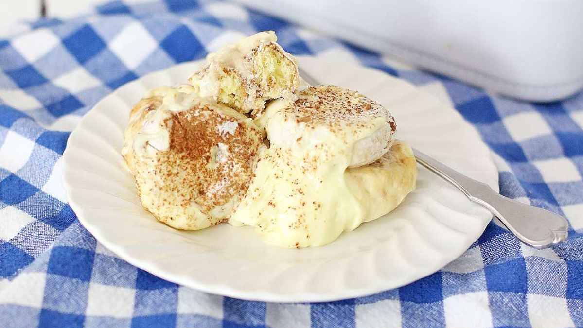 Creamy No Bake Coffee and Donut Tiramisu Cake.