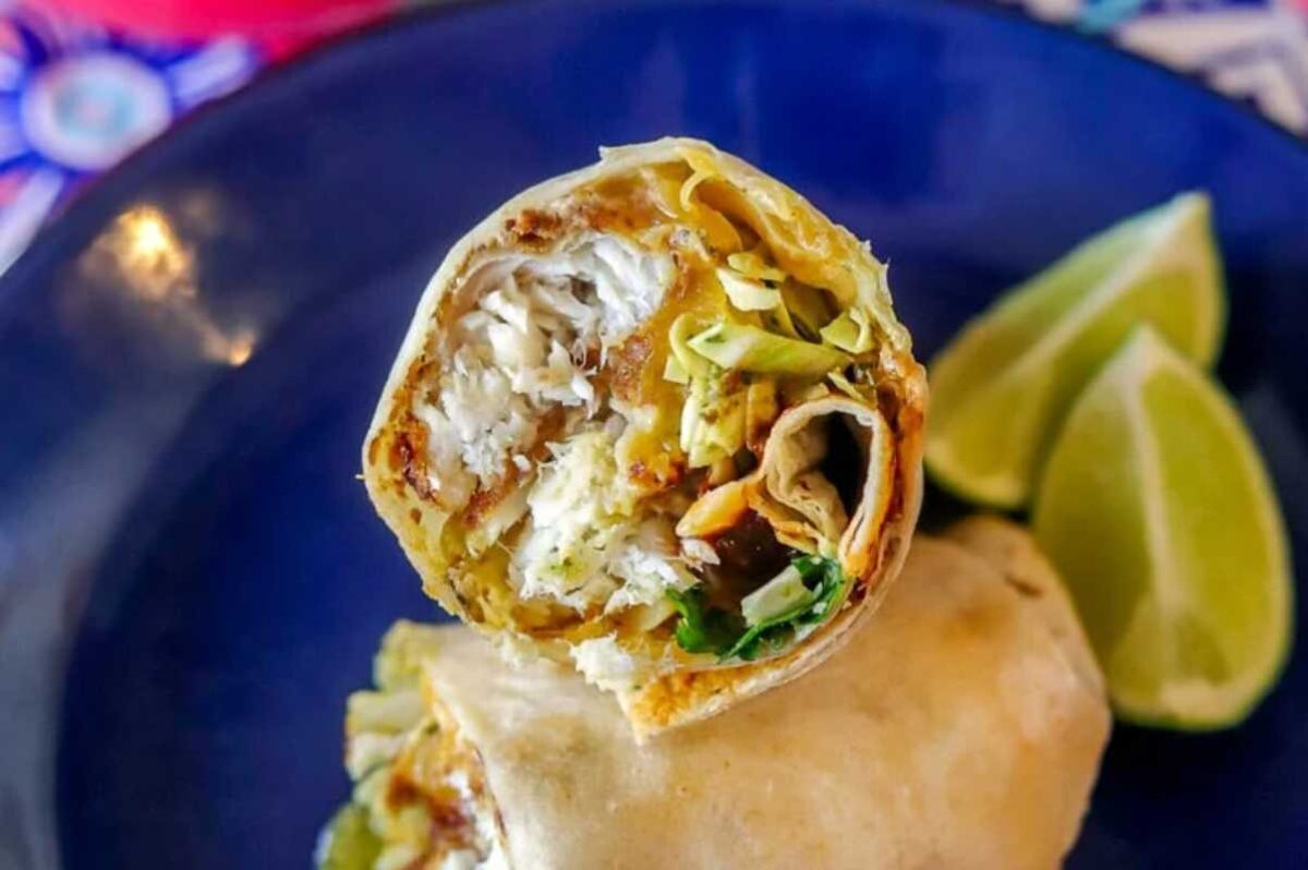 Crispy Tilapia Fish Burritos. 