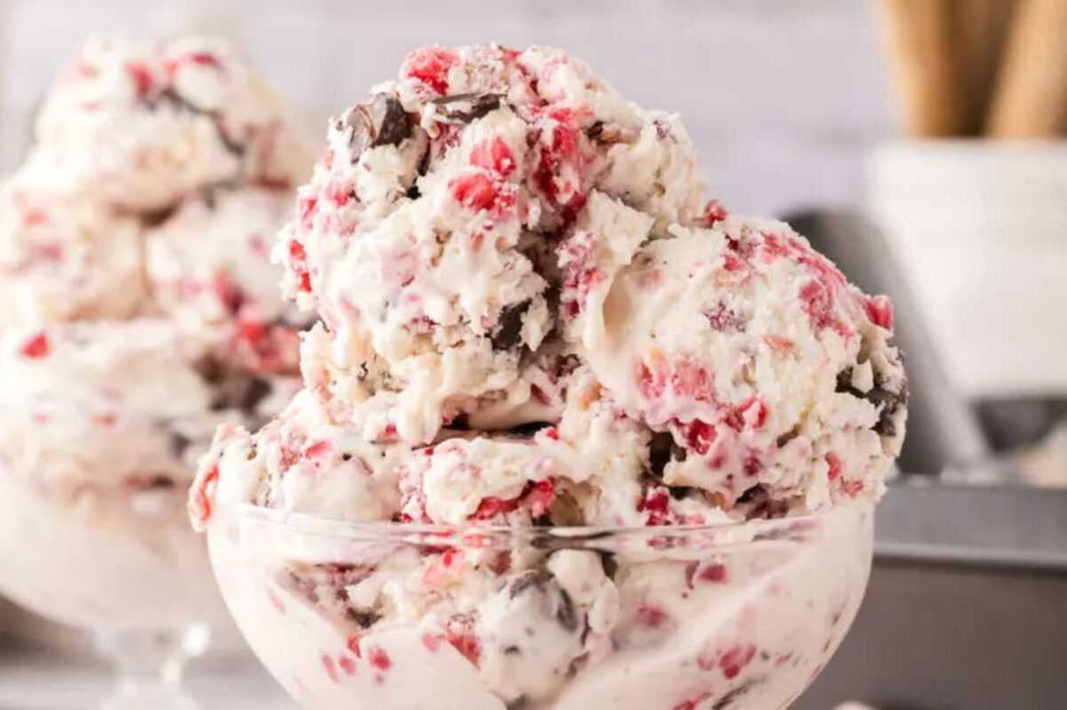 Dark Chocolate Raspberry Ice Cream. 