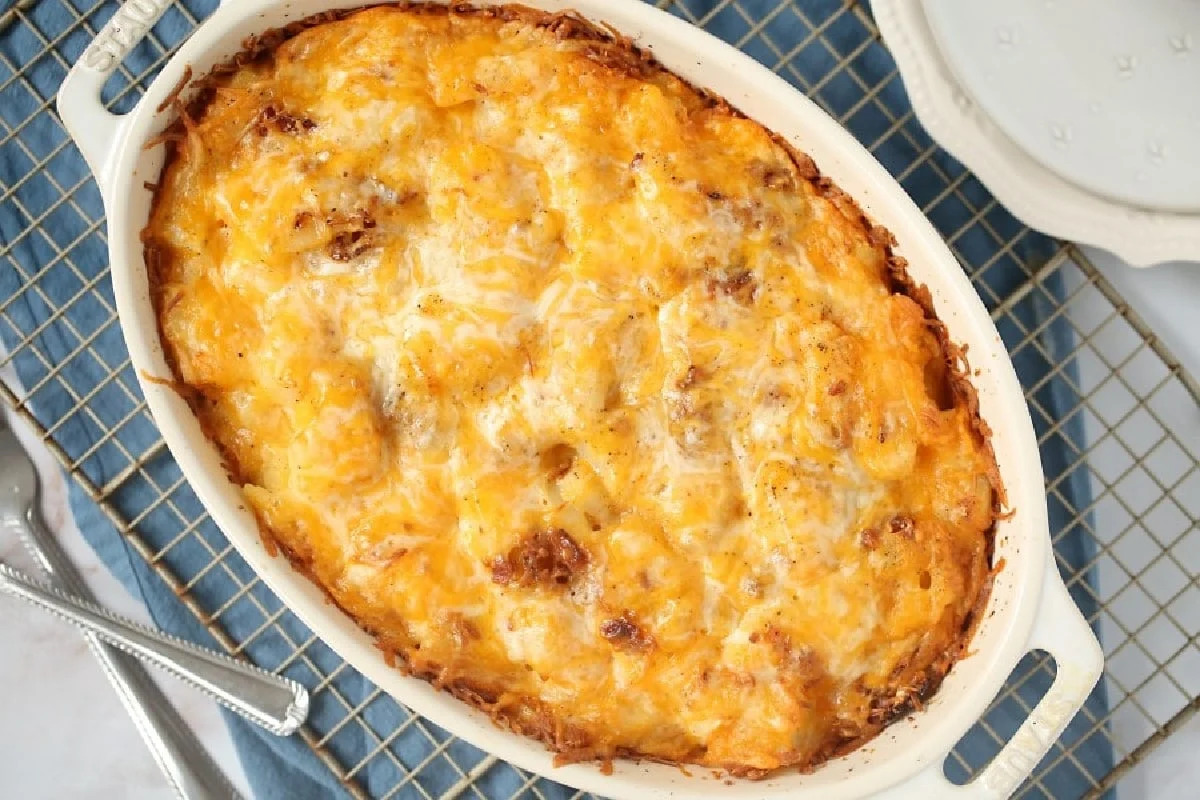 Easy Cheesy Potato Casserole With Sliced Potatoes Recipe.