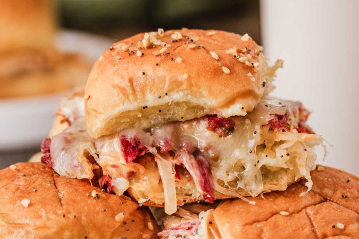 Easy Baked Reuben Sliders. 