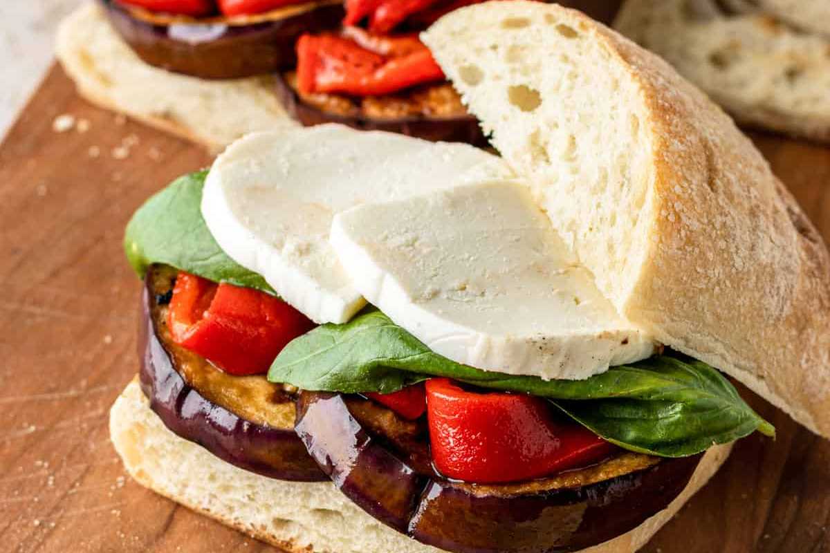 Easy Balsamic Grilled Eggplant Sandwiches.
