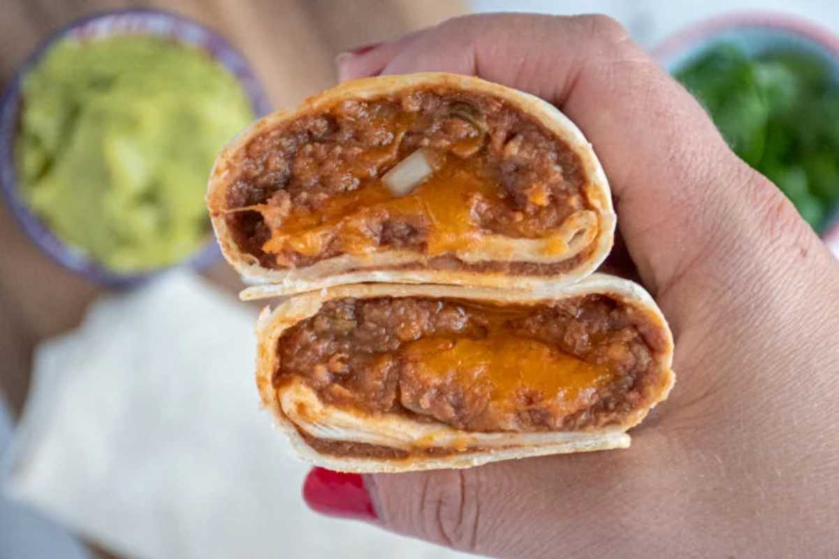 Easy Cheese And Refried Bean Burritos. 