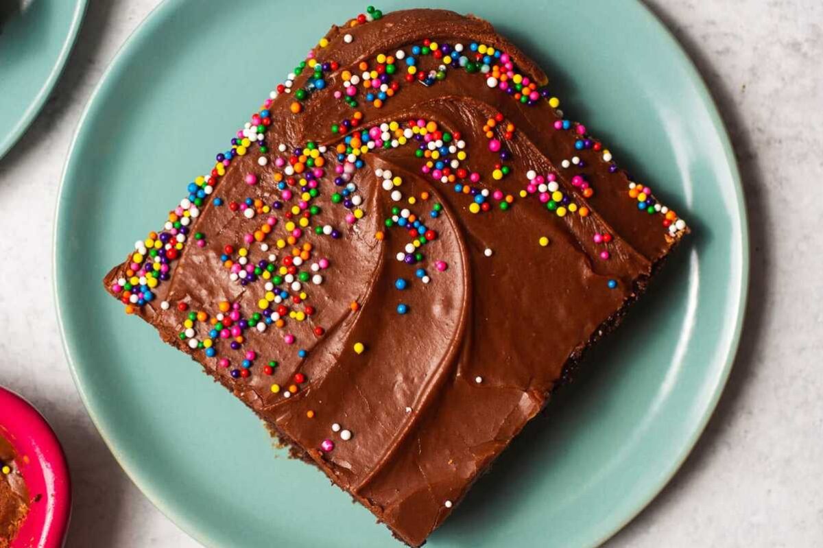 Easy Chocolate Sheet Cake With Fudge Frosting. 