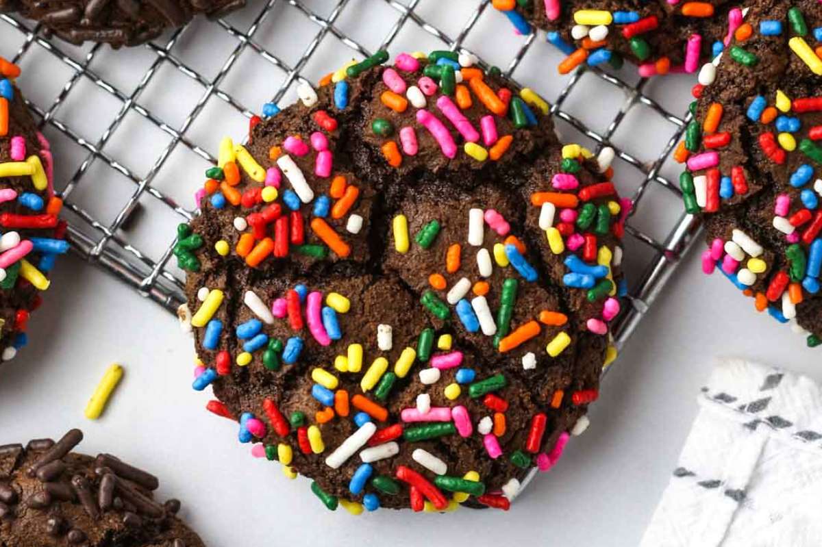 Easy Chocolate Sprinkle Cookies.