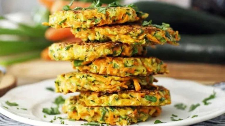 Easy Zucchini Carrot Pancakes.