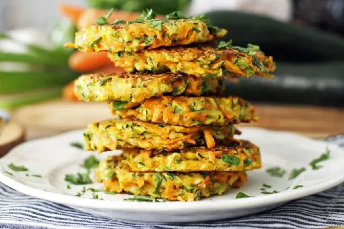 Easy Zucchini Carrot Pancakes.