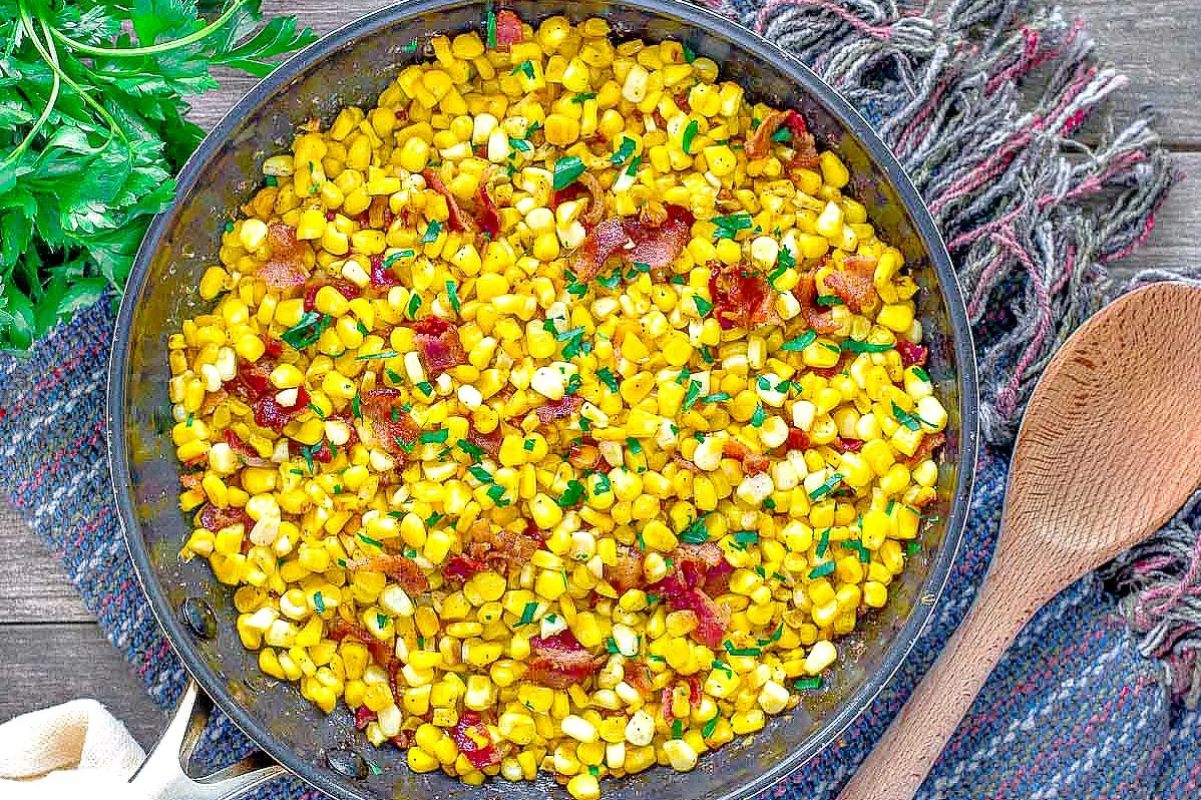 Fresh Corn And Bacon Side Dish.