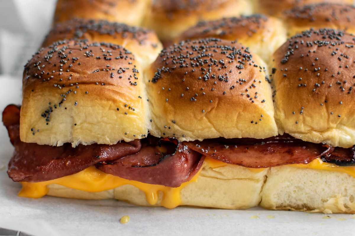 fried bologna sliders with pickle dijonnaise. 