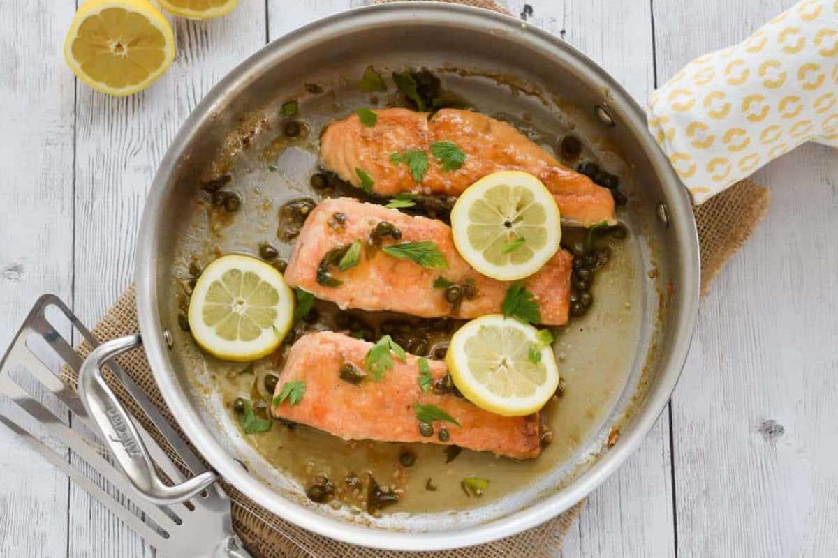 Gluten Free Salmon Piccata.