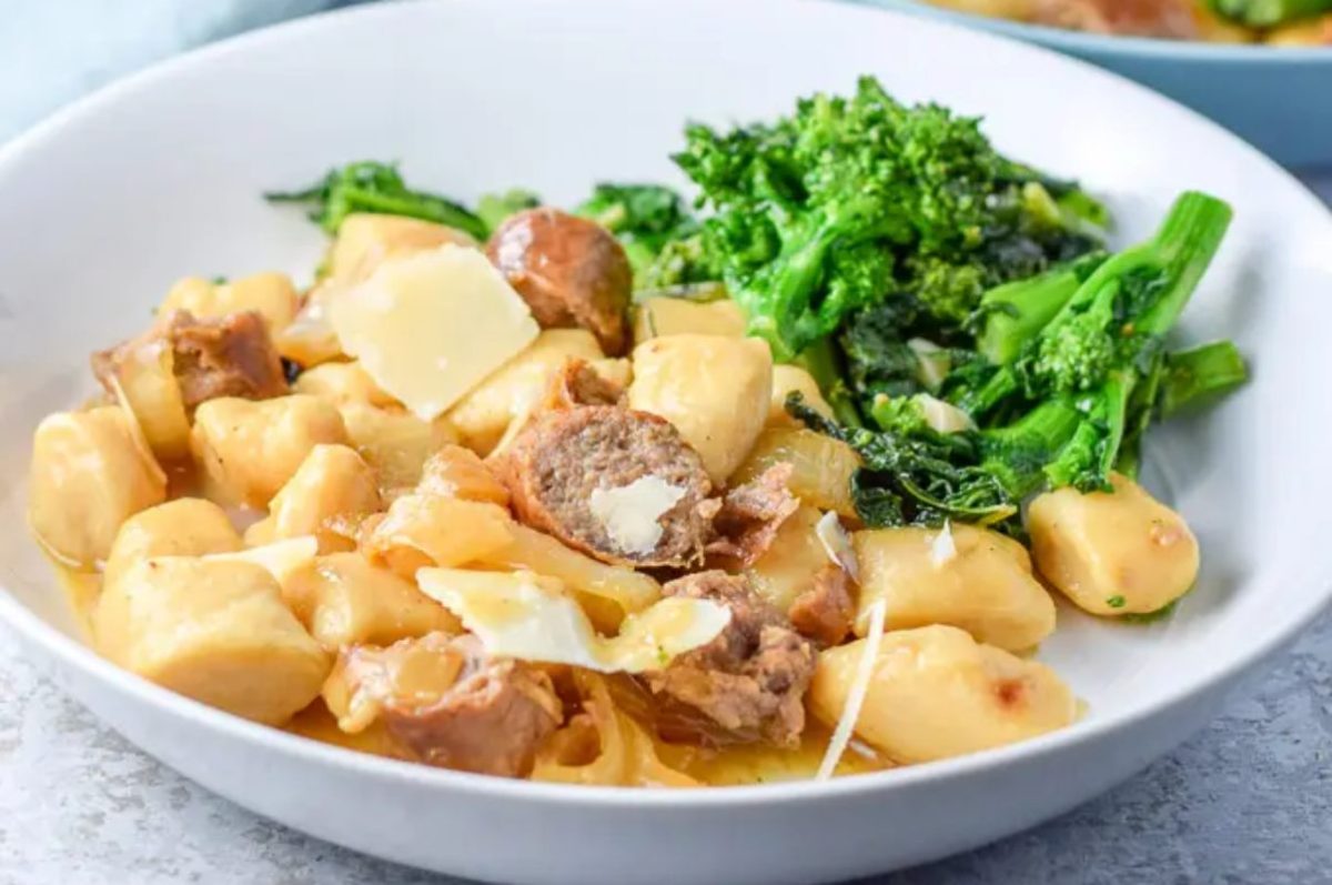 Gnocchi With Sauce Sausage Wine And Sage