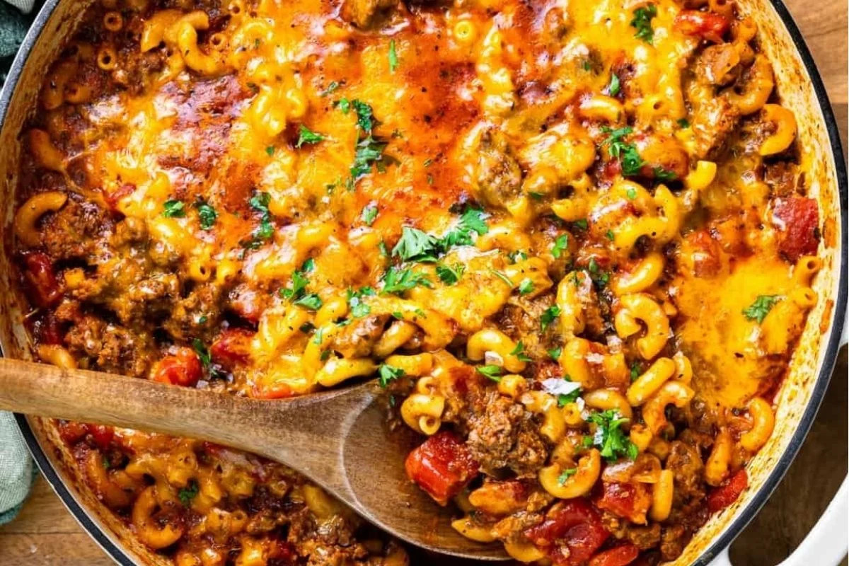 Cheesy Beef Goulash Recipe. 