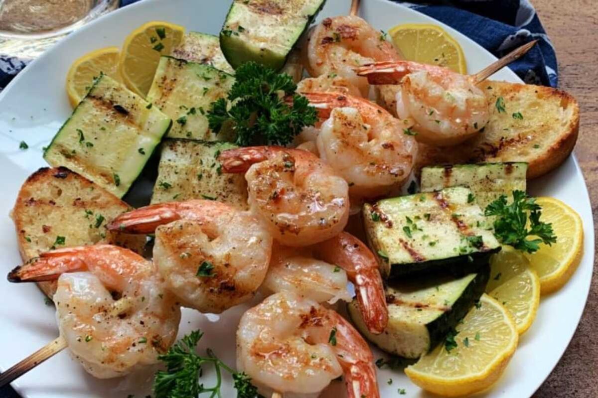 Grilled Lemon Garlic Shrimp. 