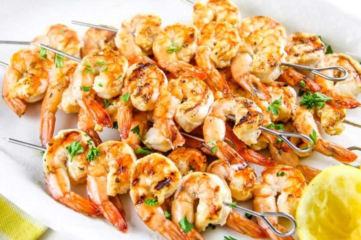 Grilled Lemon Shrimp Skewers.