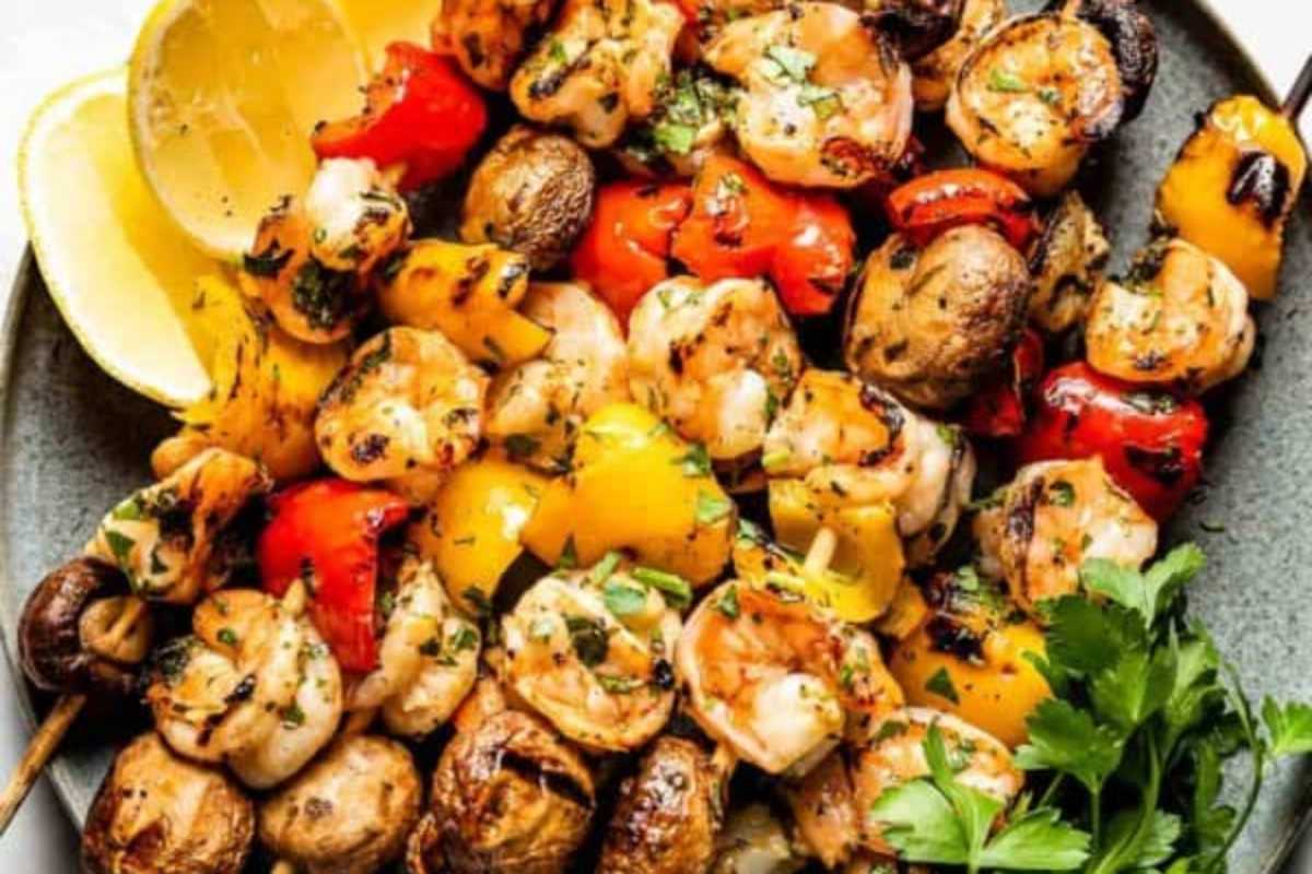 Grilled Shrimp Kabobs With Vegetables Recipe. 