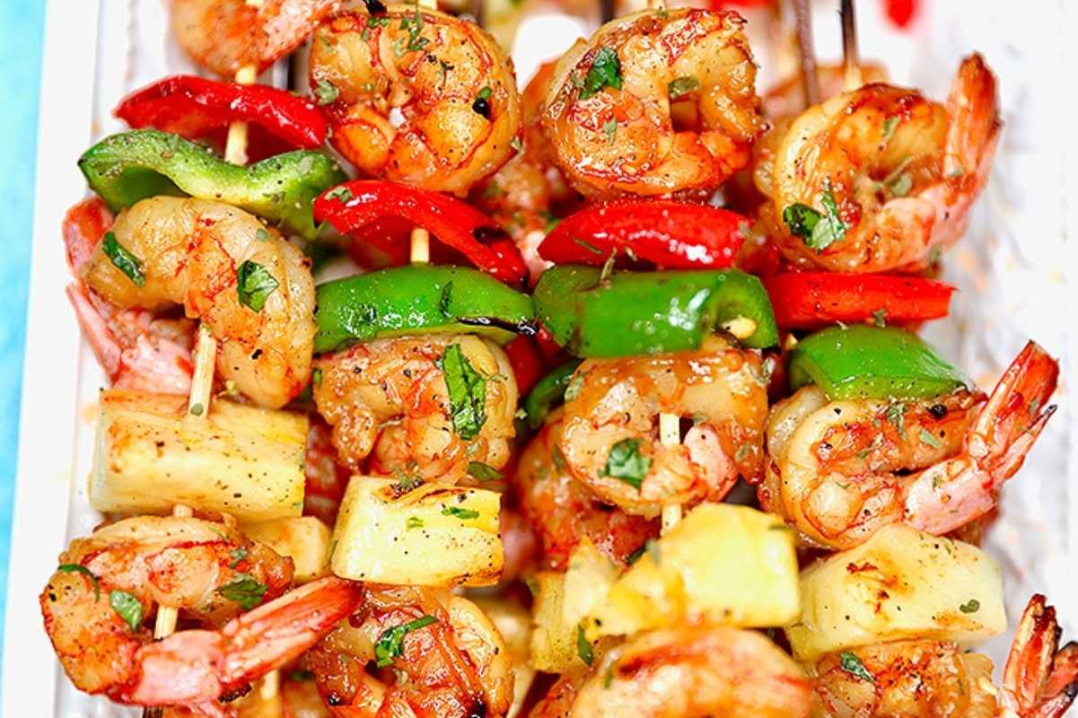 Grilled Shrimp Pineapple Skewers. 