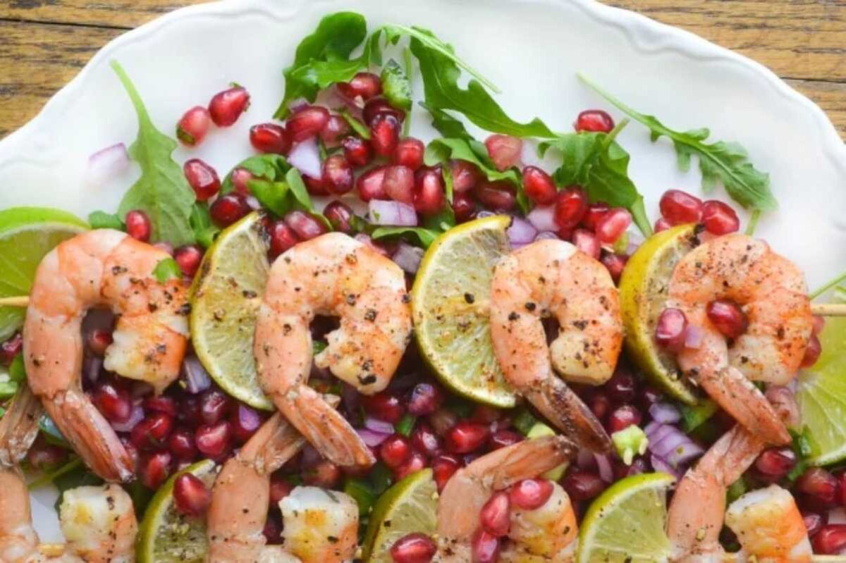 Grilled Shrimp with Pomegranate Salsa. 
