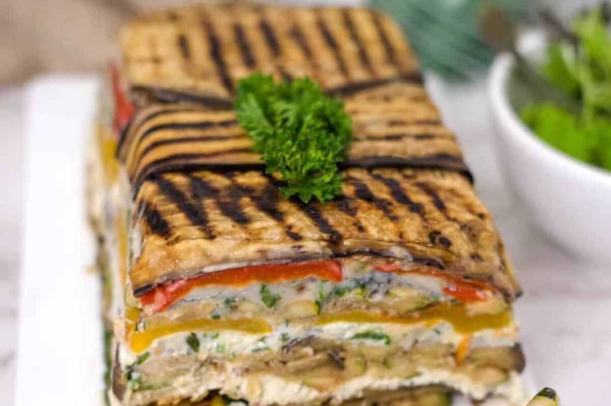 Grilled Vegetable And Goats Cheese Terrine. 
