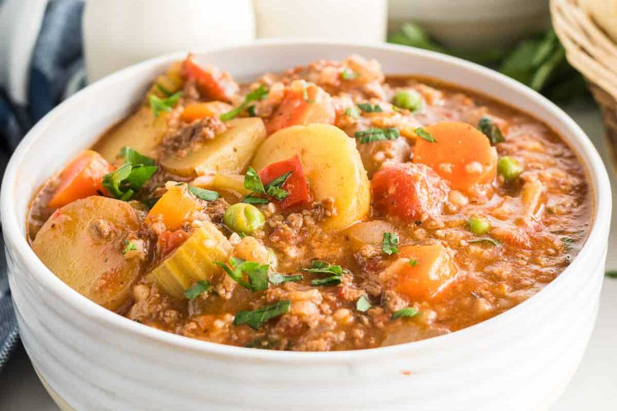 Hamburger Stew With Rice. 