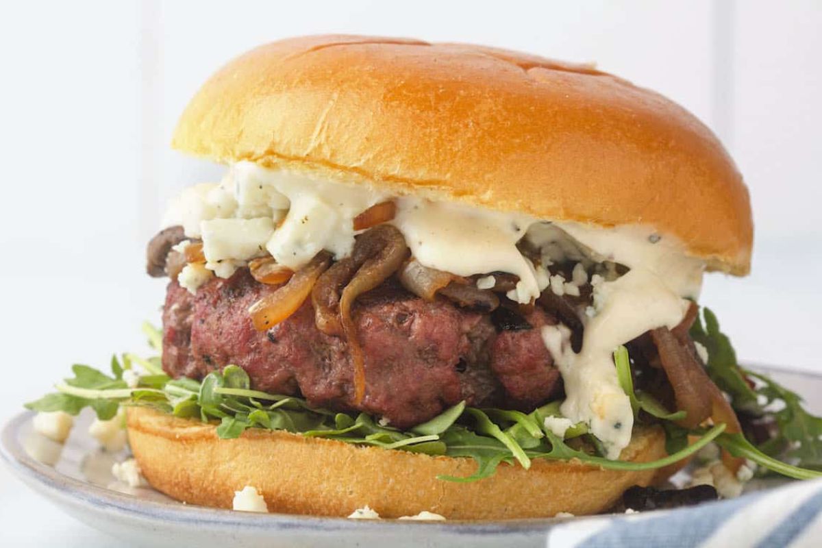 Homemade Black And Blue Cheese Burgers