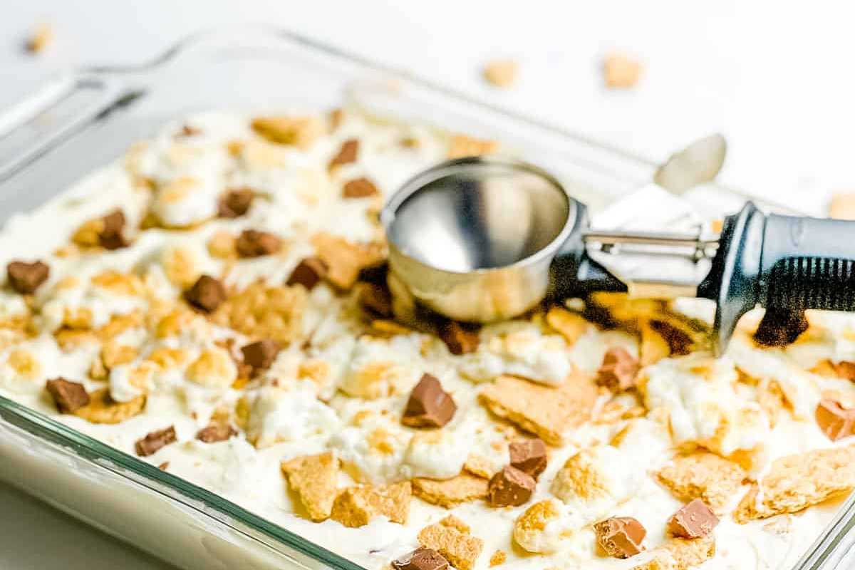 Homemade S'mores Ice Cream Recipe With No Eggs. 