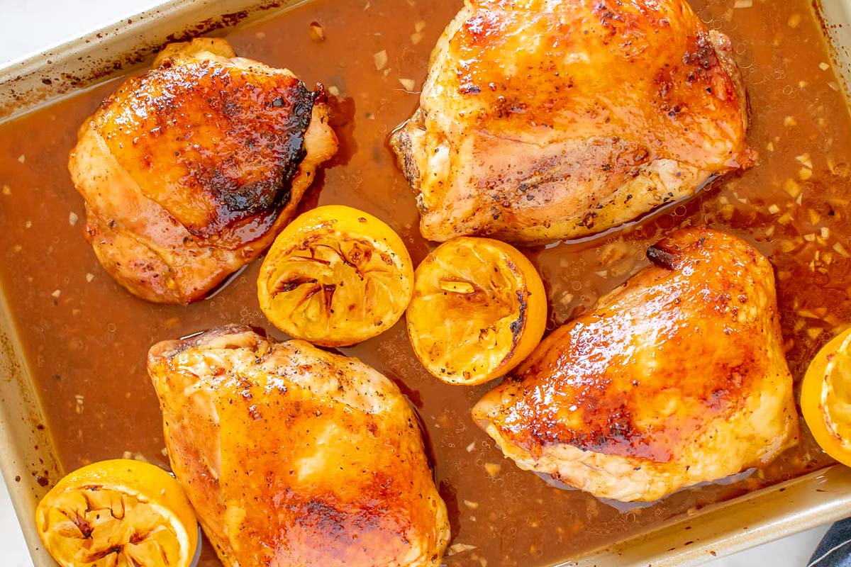 Honey Lemon Soy Chicken Thighs.
