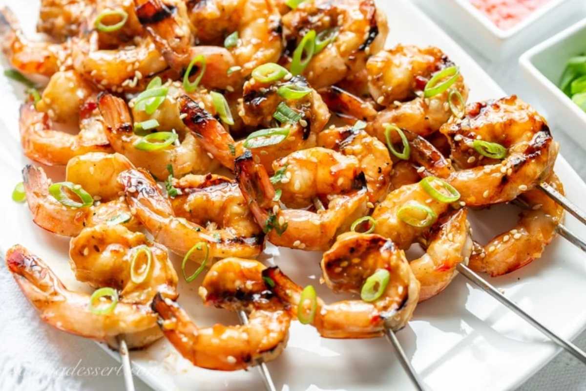 Honey Sesame Grilled Shrimp. 