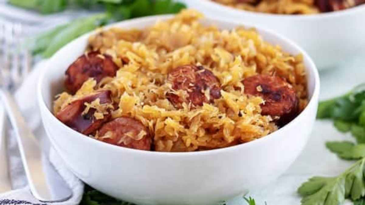 Instant Pot Kielbasa and Sauerkraut. 