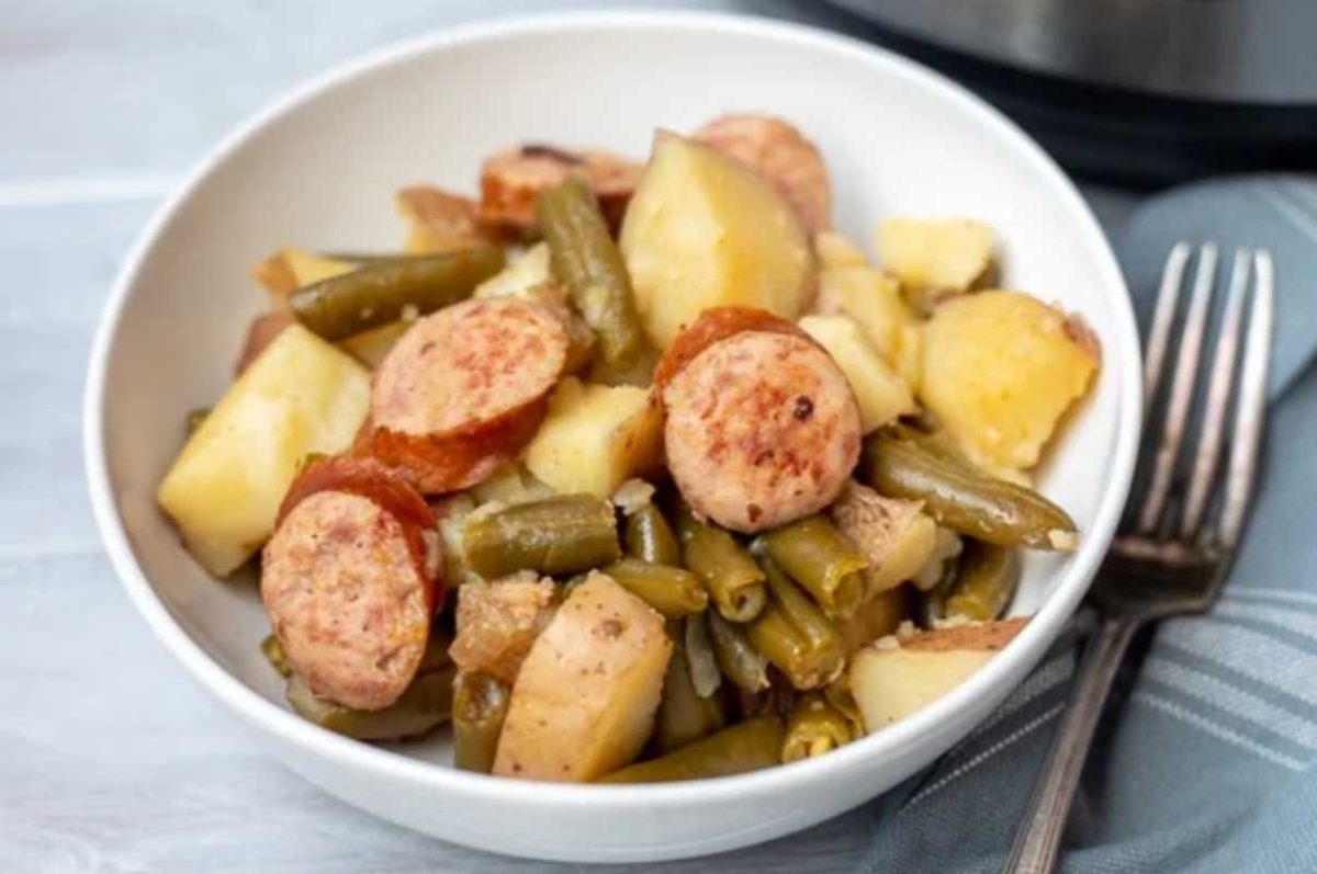 Instant Pot Smoked Sausage and Potatoes With Green Beans. 