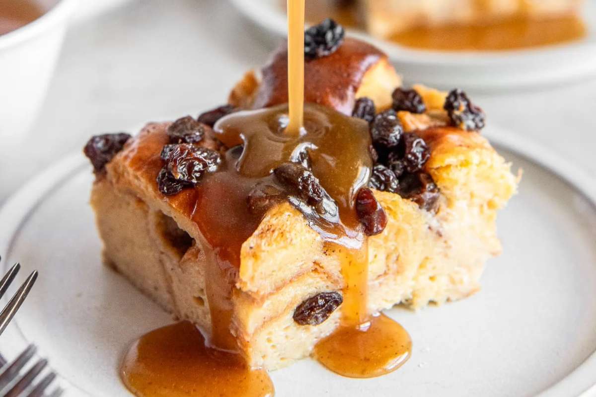 Irish Bread Pudding with Whiskey Sauce.