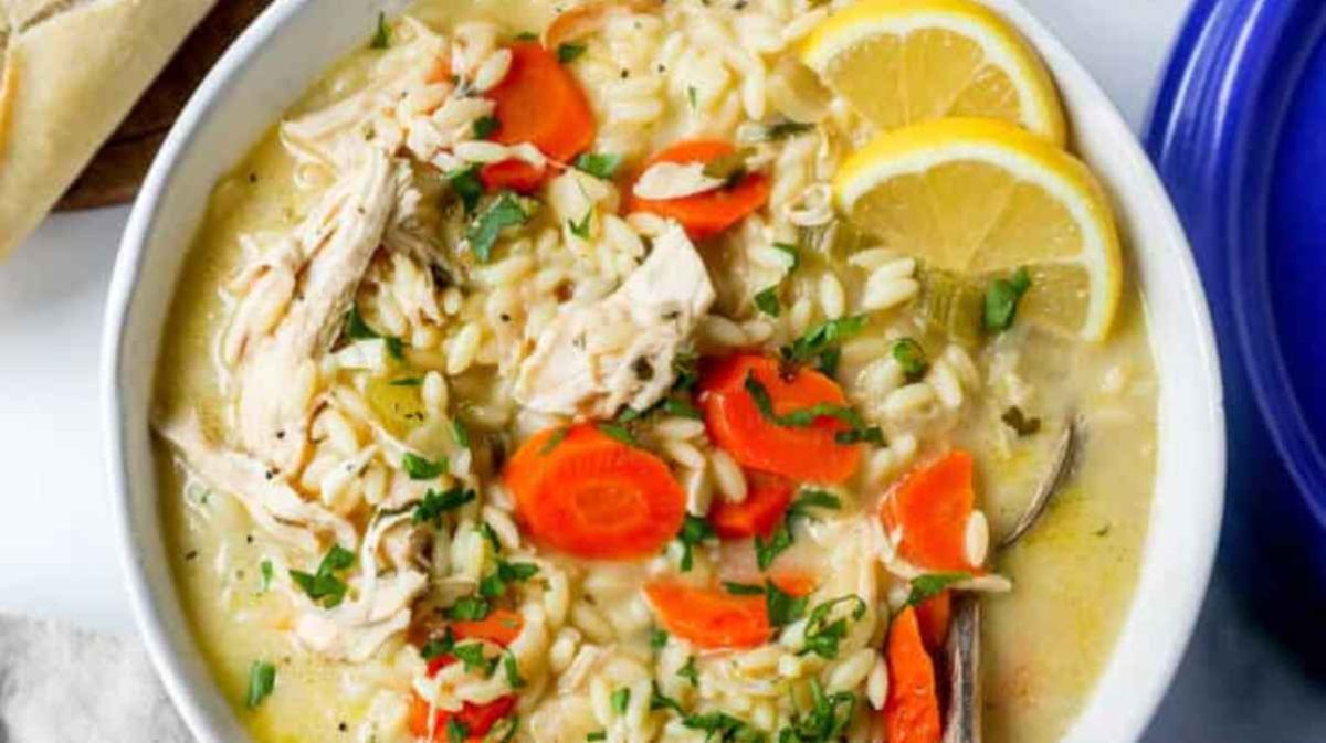 Lemon Chicken Orzo Soup.
