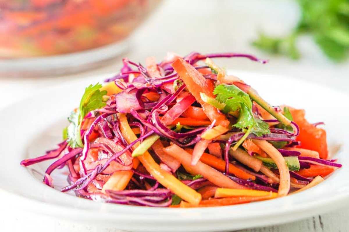 Low Carb Rainbow Asian Slaw.