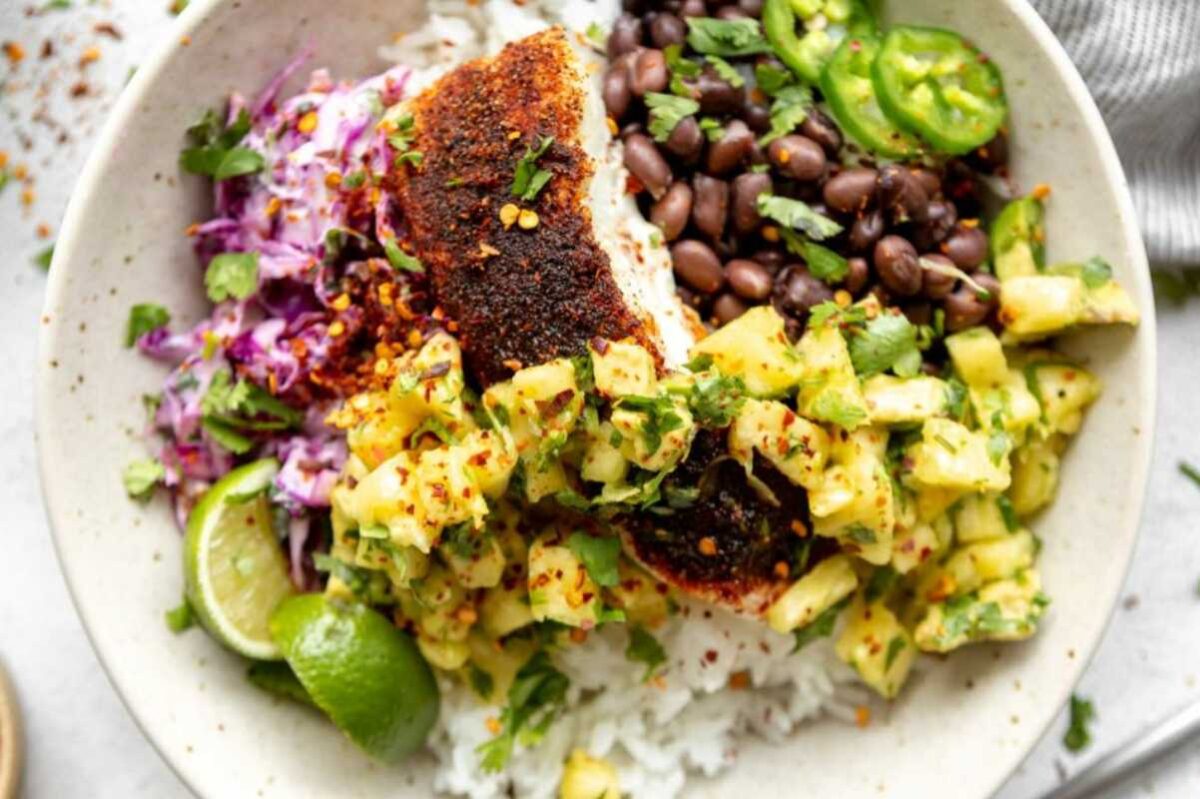 Mahi-Mahi Fish Taco Bowls.
