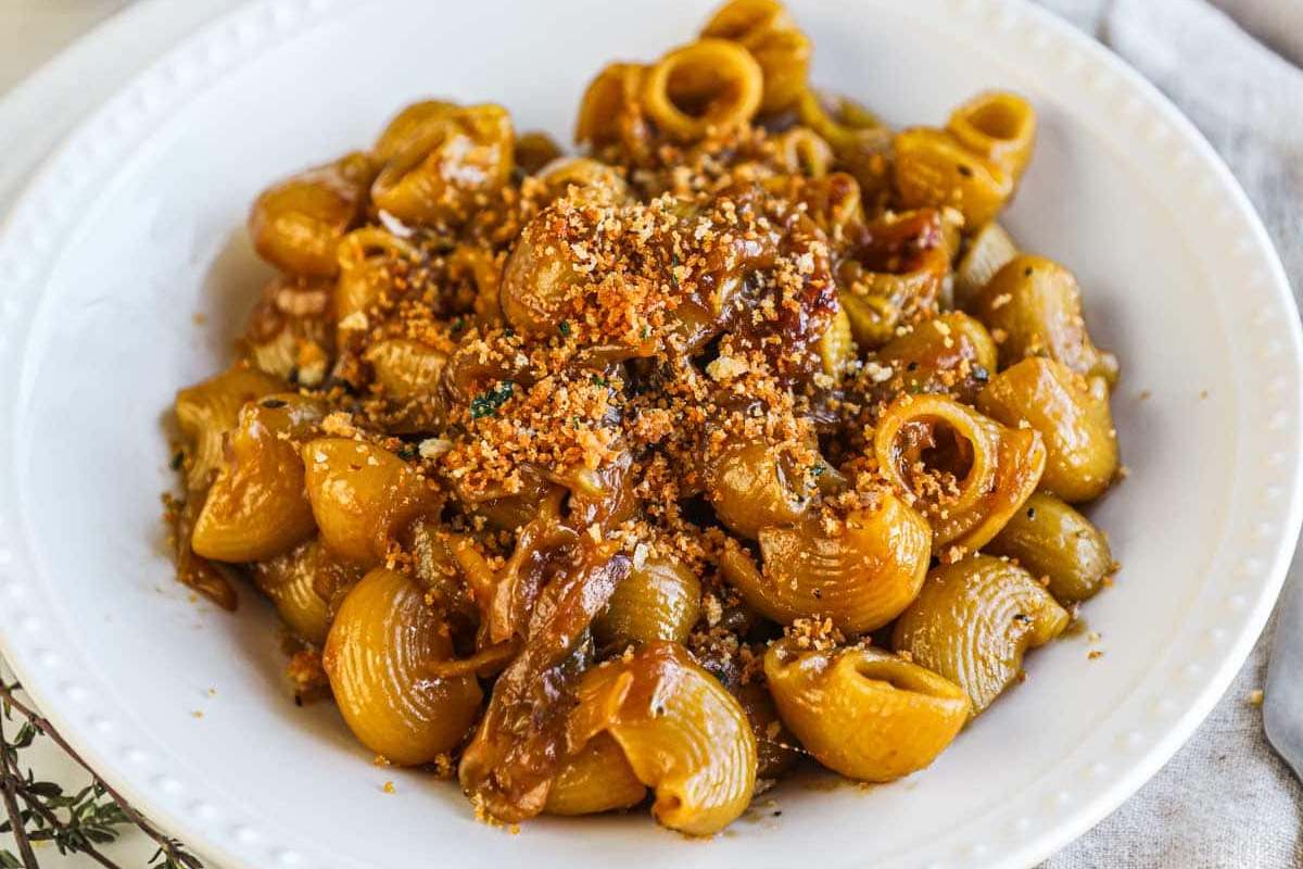 One-pot French Onion Pasta. 