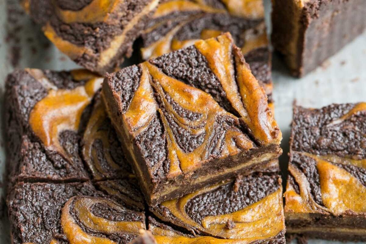 Pumpkin Cheesecake Brownies (Gluten Free + Refined Sugar Free).